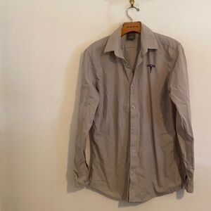 TESLA TAN BUTTON DOWN SHIRT SMALL